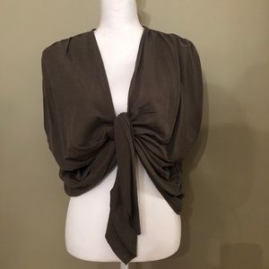 Green tie front shirt